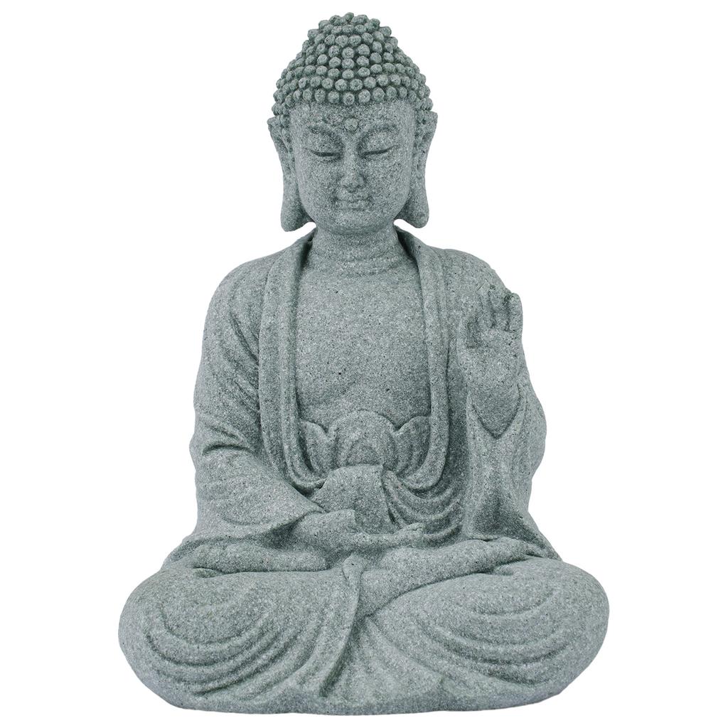 Garden Ornament Sitting Buddha Resin Stone Zen Effect Outdoor Indoor Statue Buddhist Garden Fish Tank Decoration Sitting Buddha