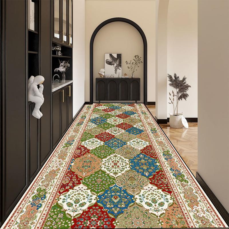 Persian Retro Long Runners Carpet Light Luxury Decoration Home Doorway Corridor Rugs Custom Stair Hall Passageway Non-slip Mat