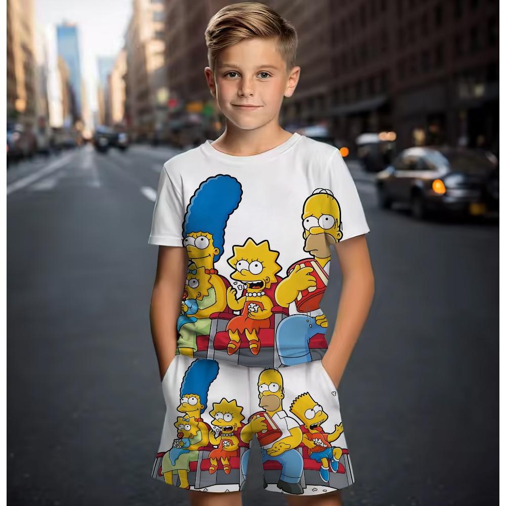 Children's 3D Printing Training Set T-shirt Shorts Casual Set Summer Fashion New Short Sleeved T-shirt Boys and Girls Sports Set