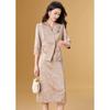 Completo gonna con giacca jacquard floreale e revers a tacca Meilanni