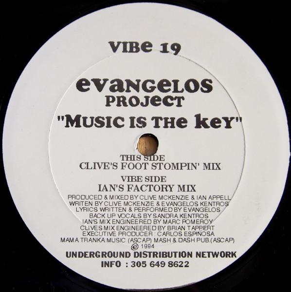 

12-дюймовая пластинка EVANGELOS PROJECT Music Is The Key VIBE19 VIBE 1994 США Танцевальная Электроника Б/у
