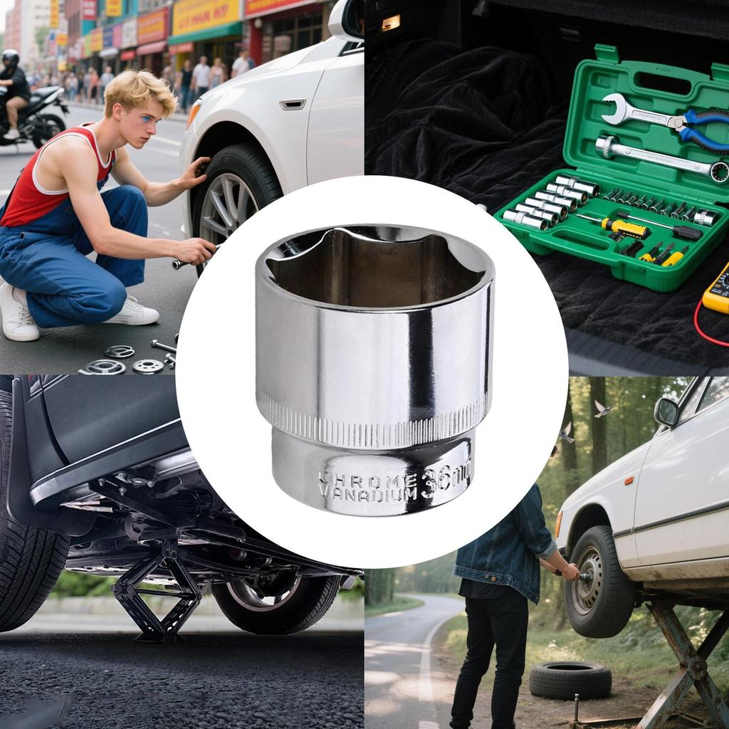 36mm Socket 6-Point Socket with Rust-Proof Drive Steel Axle Shaft Nut Remover for 1/2 Inch Ratchet Wrench System