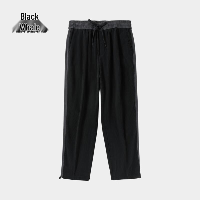 

Black Whale Drawstring Straight Leg Casual Pants XXXL