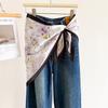 Commuter Flower Simulation Silk Printing Waist Triangle Scarf Sunscreen Shawl Scarf Women's Silk Scarf Scarf Headscarf Scarf