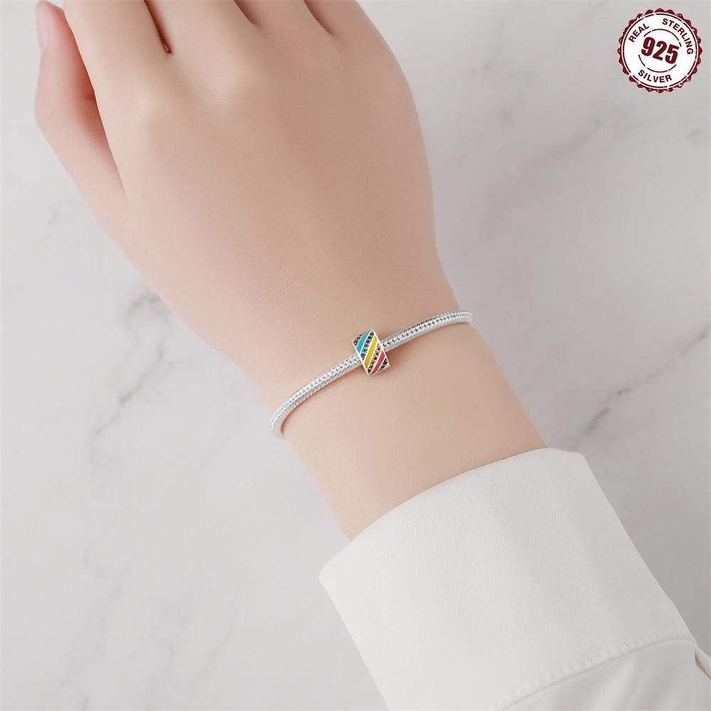 Beads Copper Original Luxury Rainbow Colorful Zircon Simple Beads Fit Bracelet Jewelry Diy Women Gift Accessory