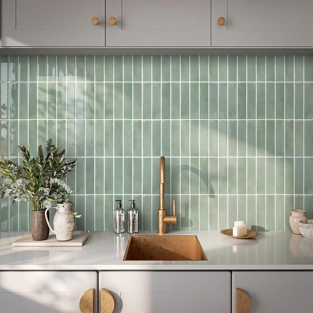 COMSTICKC 3D Tile Stickers, Waterproof, Heat Resistant, 10 Pieces, 305 x 305 cm, DIY for Kitchen,