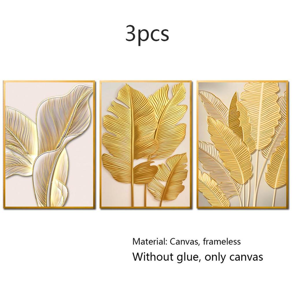 Luxurious Gold Floral Triptych Canvas Wall Art