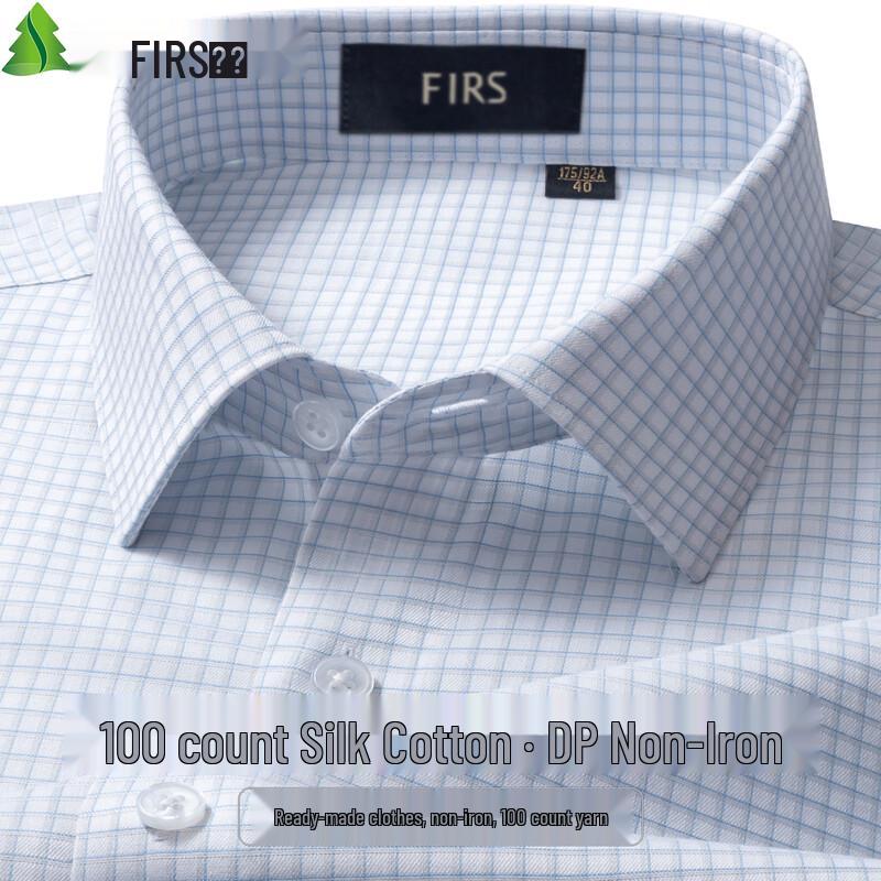 FIRS Men's Short-Sleeve Mulberry Silk Blend Non-Iron Shirt
