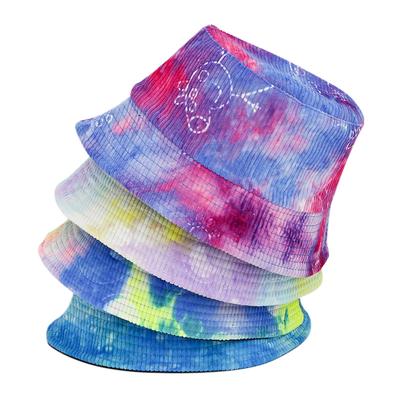 Autumn and Winter New Tie-dye Corduroy Basin Hat Trend Printing Bucket Hat Warm Sunscreen Fisherman Hat