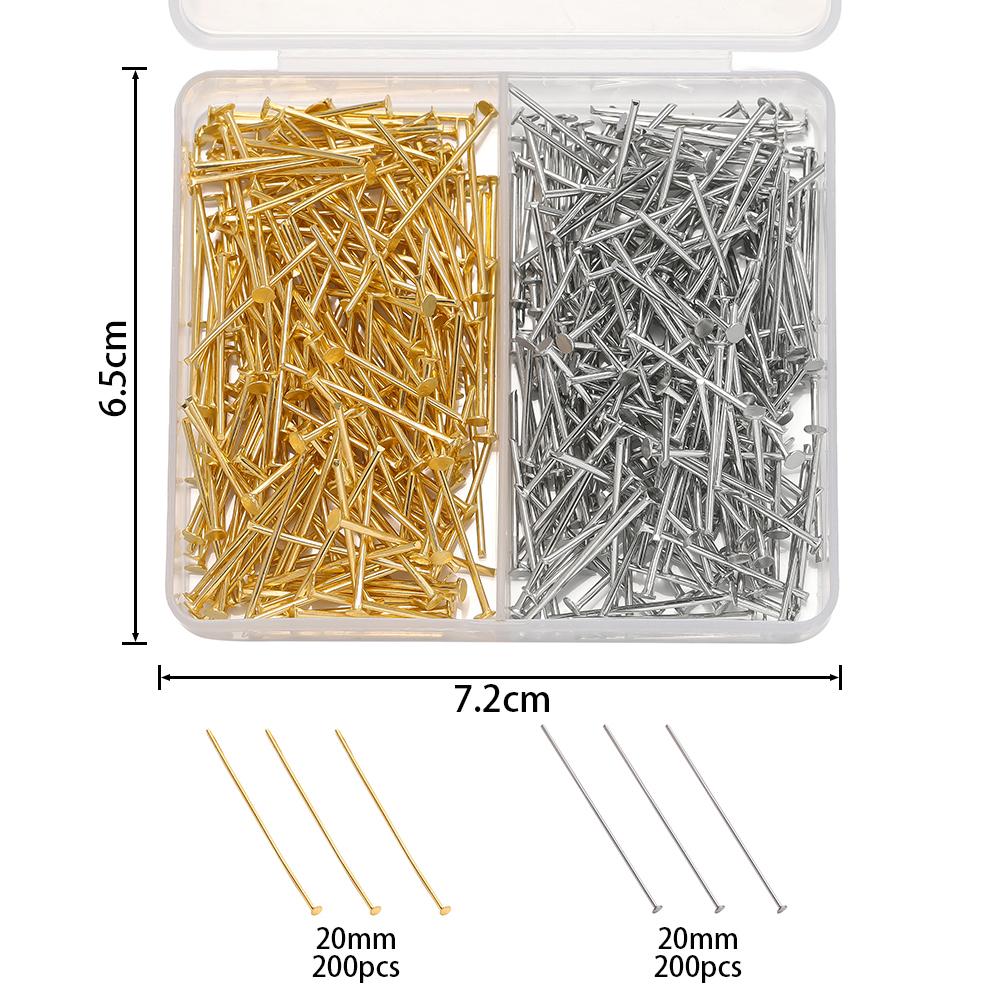 400pcs/Box 20mm Flat/Eyes/Ball Head Pins Needles Headpins Connector for Earrings Bracelet Pendant Jewelry Making Accessories