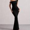 Sexy Elegant Off Shoulder Bodycon Dress With Handcrafted Splicing For Evening And Party Wear