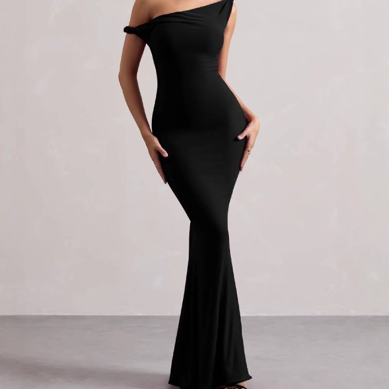 Sexy Elegant Off Shoulder Bodycon Dress With Handcrafted Splicing For Evening And Party Wear