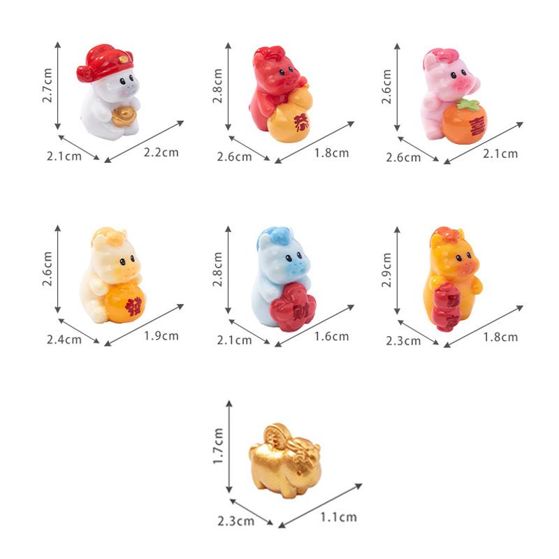 2026  Year Figurines Miniatures Cartoon Lucky Horse Micro Landscape Car Ornaments Home Desk Decorations Room Decor Gift