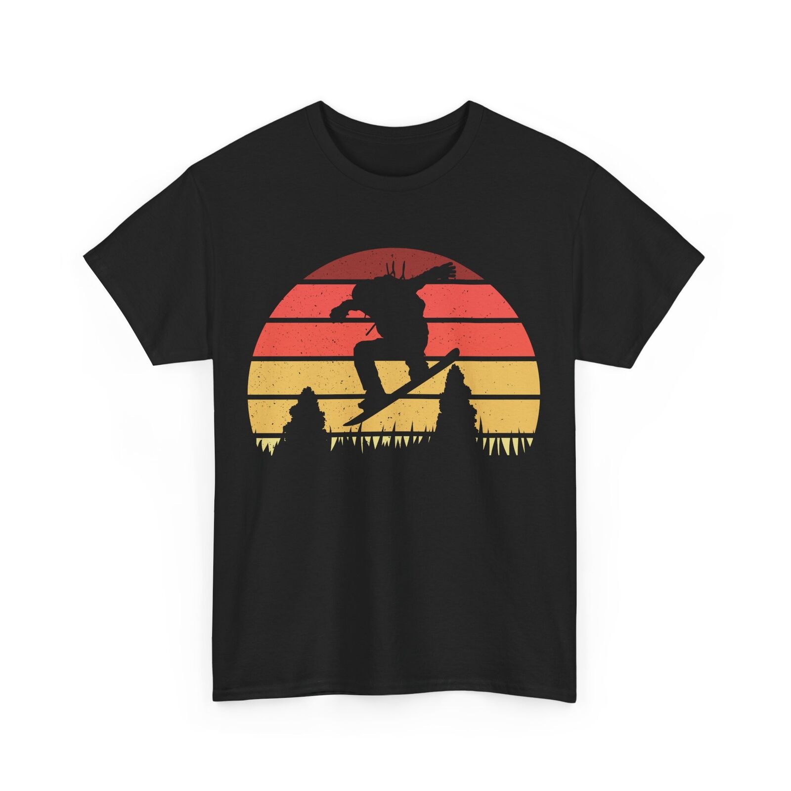 Snowboarding Shirt, Snowboarder Silhouette Winter Sports Fans Sunset T-Shirt Mens Womens Tees Top 2XL