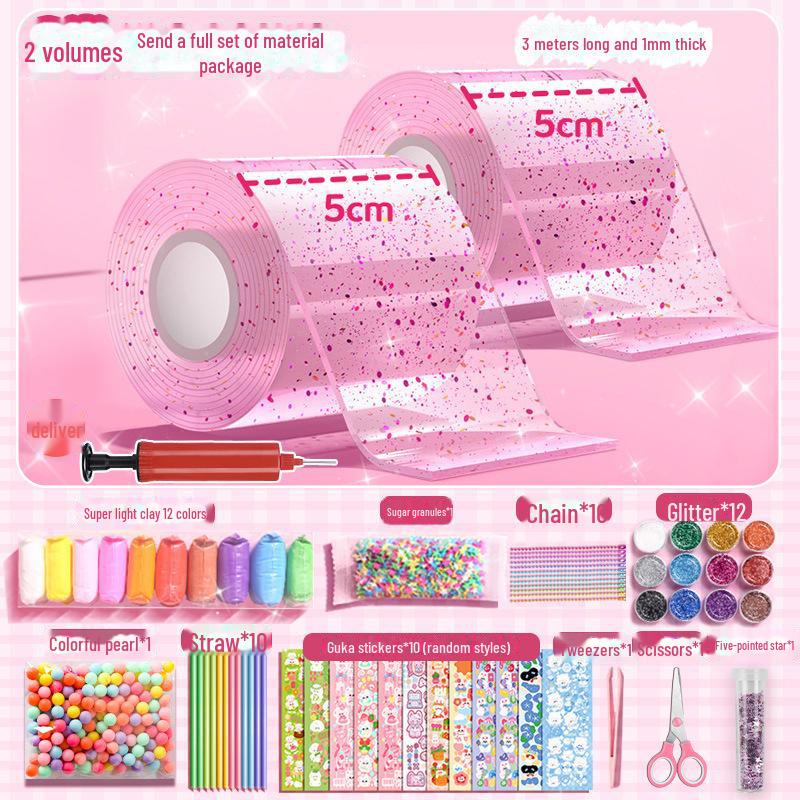 Nano Glue DIY Bubble Blowing Kit with Strong Sticky Double-Sided Tape and Decompression Toy