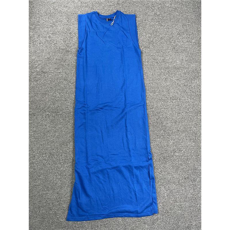 

and American Foreign Trade Original Order Tall Small Terry Sleeveless Loose Straight Women Summer Sleeveless Drop Shoulder Jumpsuit Long dress Blue S
