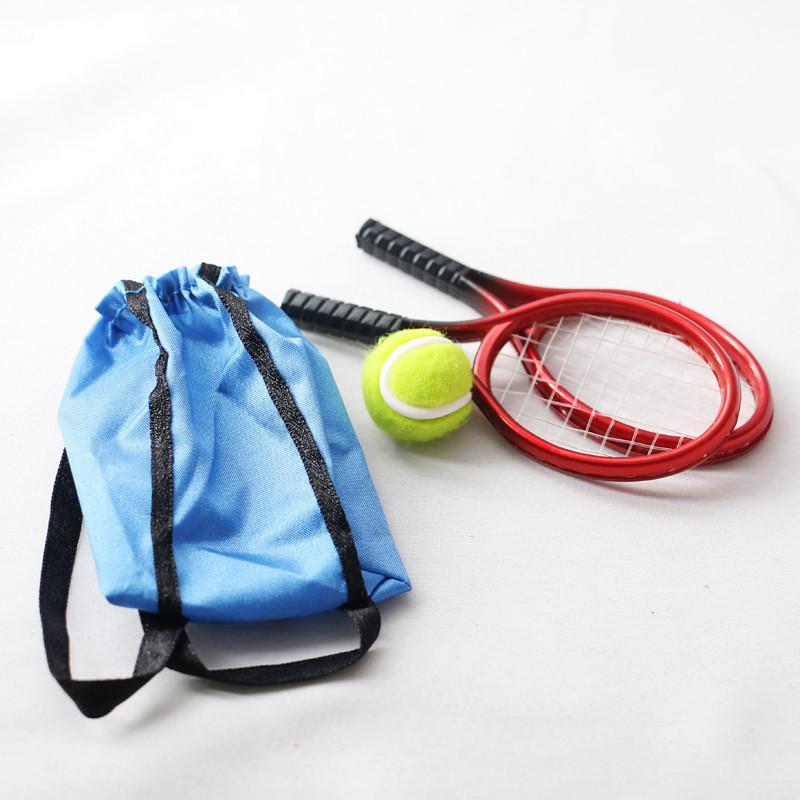 Doll Tennis Racket 1/12 Scale Home Decor Perfect Details Miniature Tennis Racket with Storage Bag for Kids