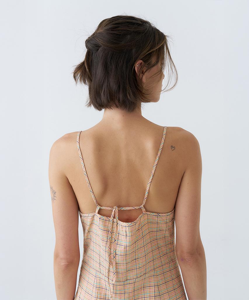 VEM.VER Check Strap Sleeveless Dress_Apricot
