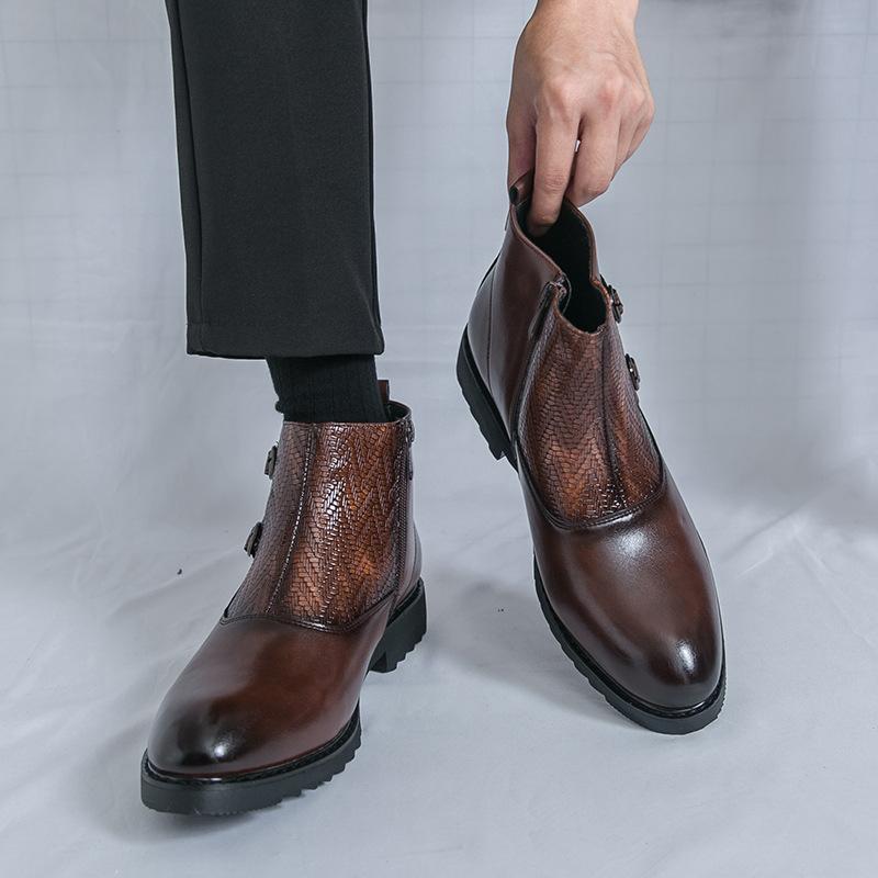 

Ботинки челси осень и зима высокие кожаные ботинки ботинки Мартина британские высококачественные из мягкой кожи повседневные ботинки 38 коричневый