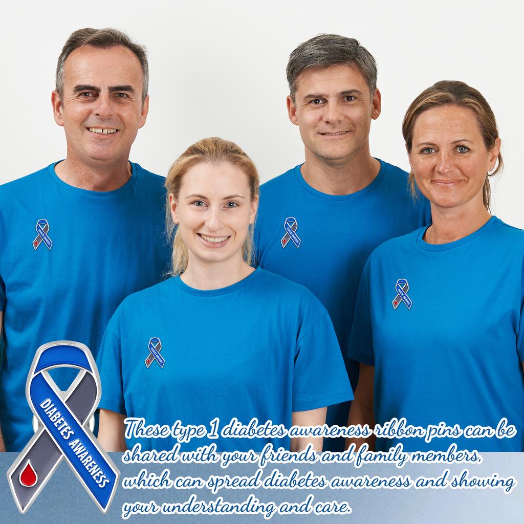 25 kusů odznáčků povědomí o cukrovce Hromadný typ 1 Prevence cukrovky Šedé a modré stužkové odznáčky pro diabetiky typu 1 A