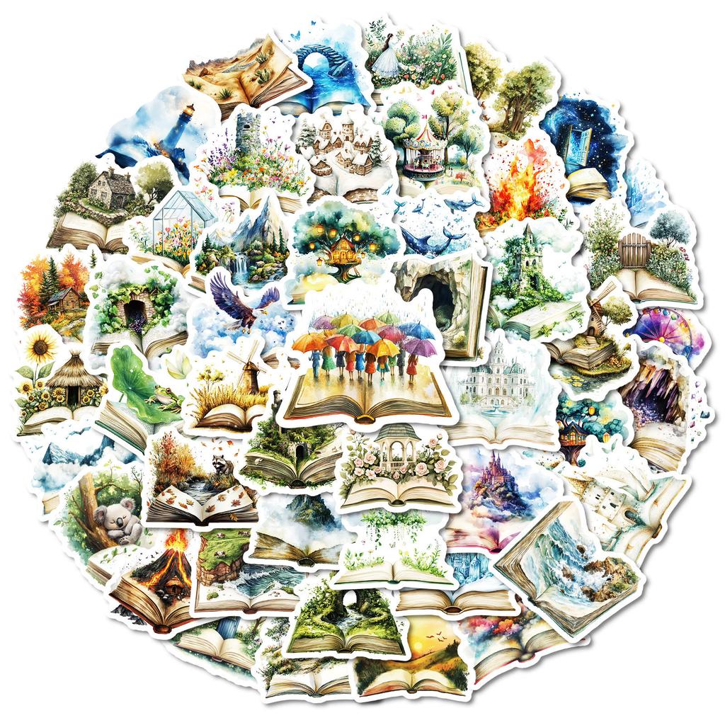 50 Books In The Forest World Stickers Laptop Suitcase Hand Ledger Doodle Decoration Waterproof