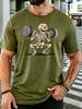 Squatting Skeleton Lifting Barbell Gym Graphic Unisexs Crew Neck Short Sleeve Cotton T Shirt Fitness Male Workout Casual Tee