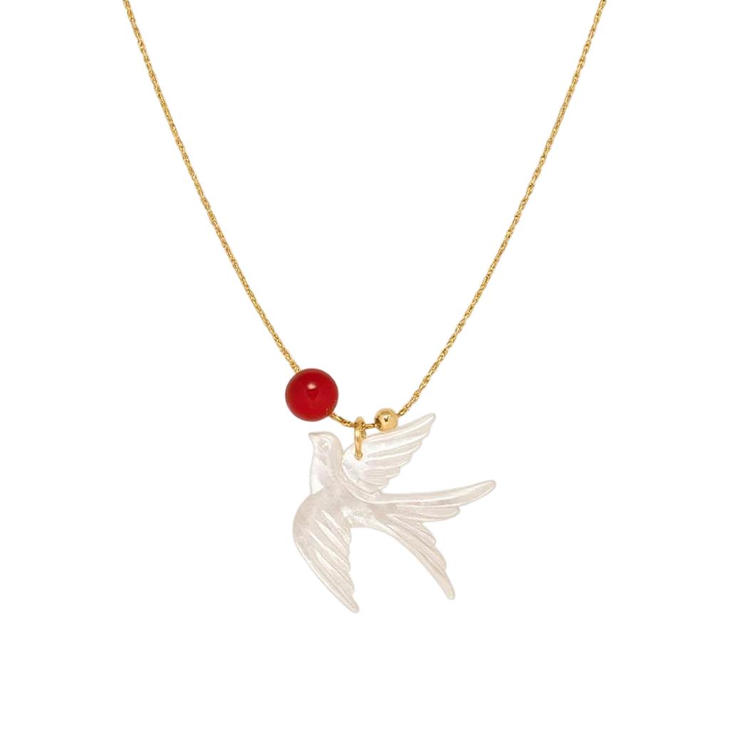 Elegant Swallow Bead Necklace New Chinese Style Clavicle Chain User Friendly Alloy Resin Jewelry for Women Daily Wear