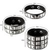 Black Leather Goth Square Washer Rivet Bracelet Cuff Wristband Punk Stainless Steel Bracelets for Armbands Men Women Party Gift
