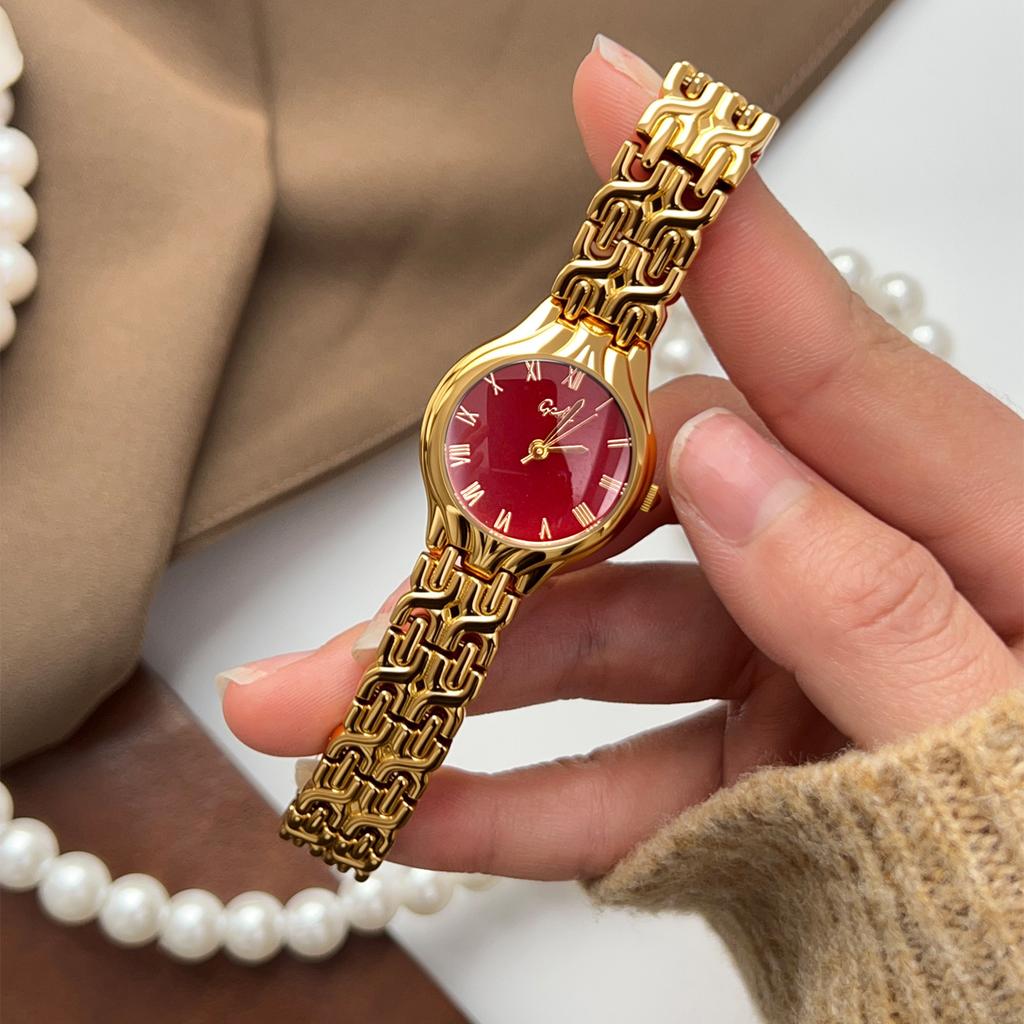 Old Money Style Retro Roman Small Gold Watch, Women'S Light Luxury Chain Quartz Watch, High-End Workplace Versatile Watch