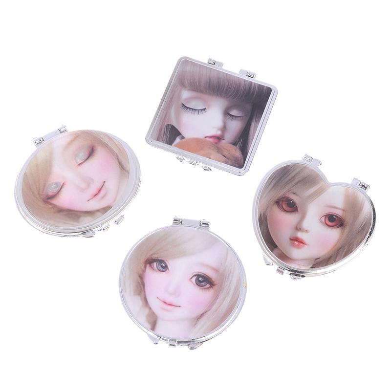 3D Image Cute Doll Mini Pocket Mirror Small Portable Mirror Double-Sided Plastic Makeup Mirror Flip Makeup Mirror