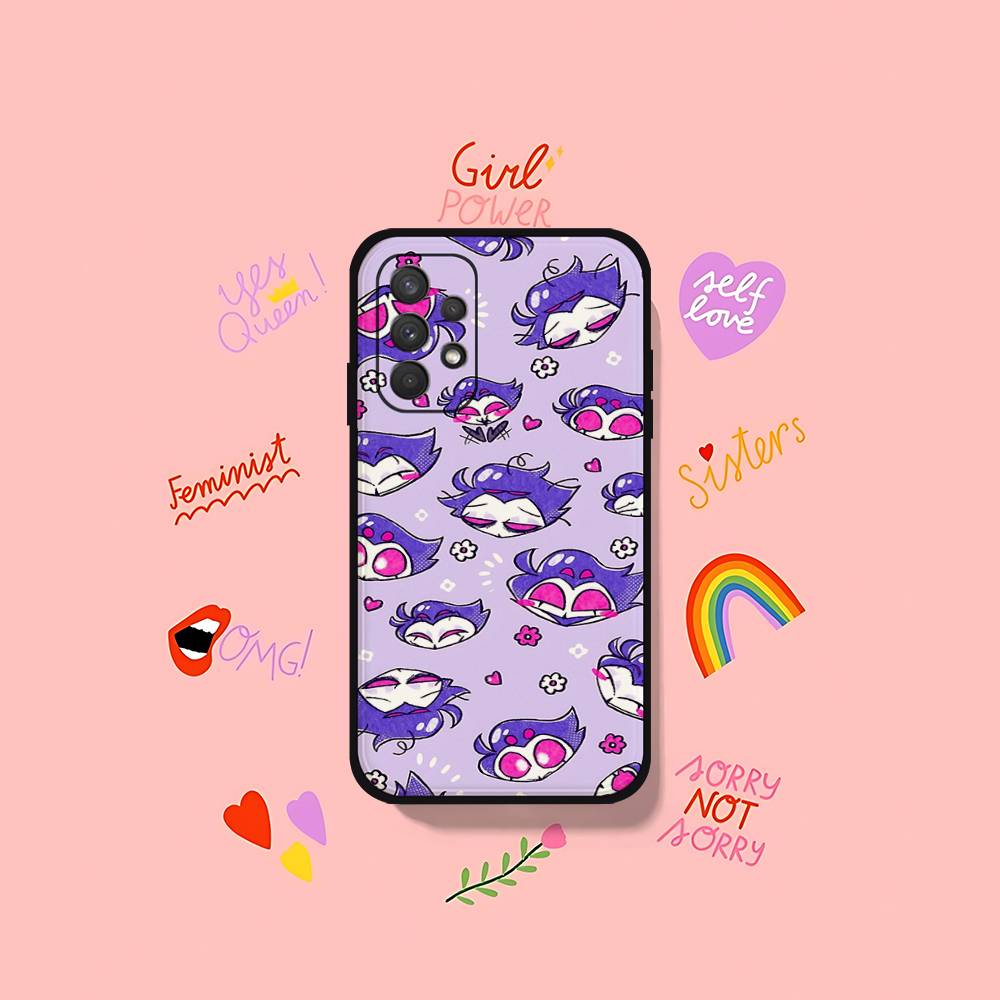 Etui na telefon Anime H-hazbin Hotel Dla Samsung S24/S25/S22 S30/A51 52/Lite/Ultra/5G/Plus/FE - Cienkie Odporne na wstrząsy Czarne Ochronne