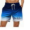 Modische Buchstabendesign-Shorts Sommer Herren Badehose Elastischer Bund Print Hola Grafiken Farbverlauf Atmungsaktiv Kurz