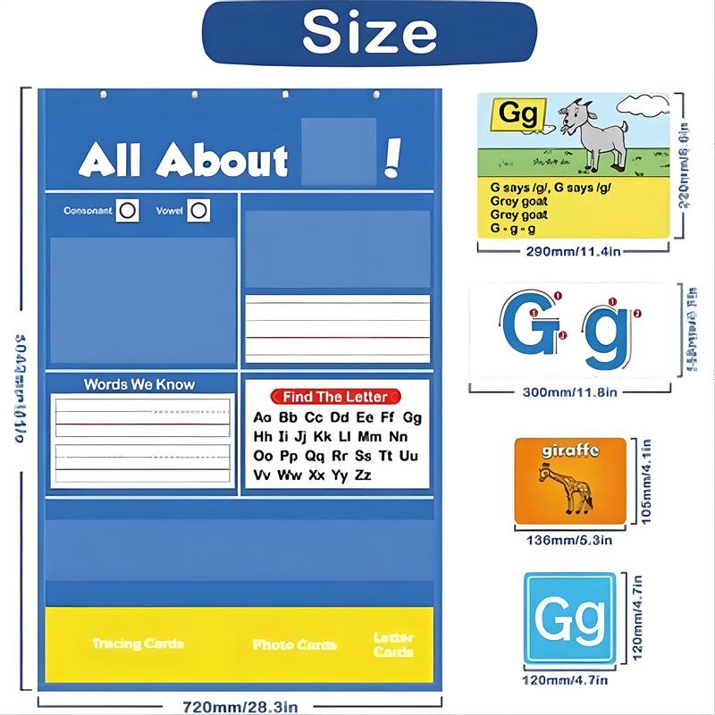 Alphabet Pocket Chart All About Alphabet Chart Interactive Letter Handwriting Practice Tool for Preschool Homeschool Classroom