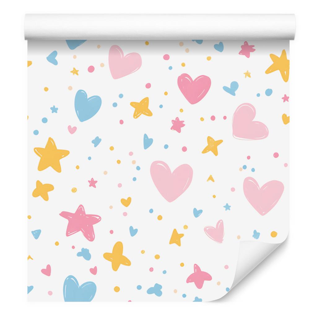 Love Wallpaper White, Powder Pink, Cream and Azure 50x1000