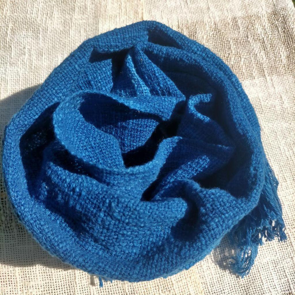 Used Indigo dyed cotton pongee (100% cotton) stole, gradient