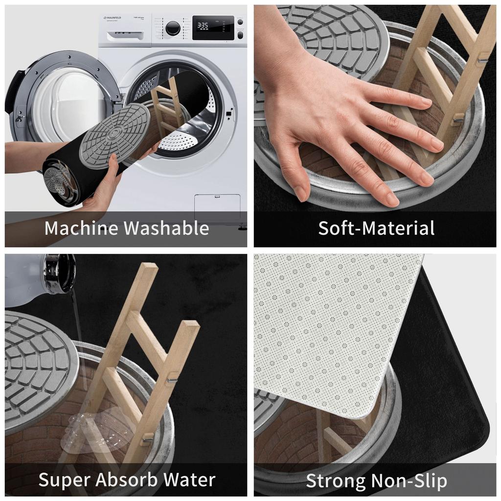 Funny Manhole Cover 3D Traps Front Door Mat Anti-Slip Indoor Waterproof Doormat Kitchen Balcony Entrance Rug Carpet