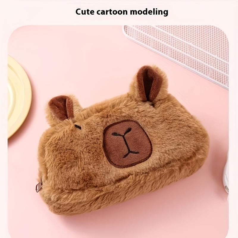 Plush Capybara Pen Case - Spacious Stationery Storage Box, Practical Makeup Bag, Winter Coin Purse, Christmas