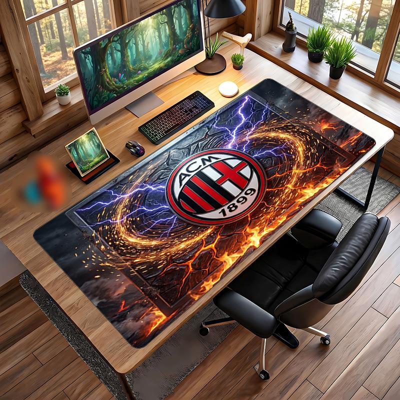 Tappetino per Mouse Grande Stampato AC Milan, Tappetino Morbido in Gomma Antiscivolo per Scrivania da Gioco per Ufficio Laptop Computer Decorazione