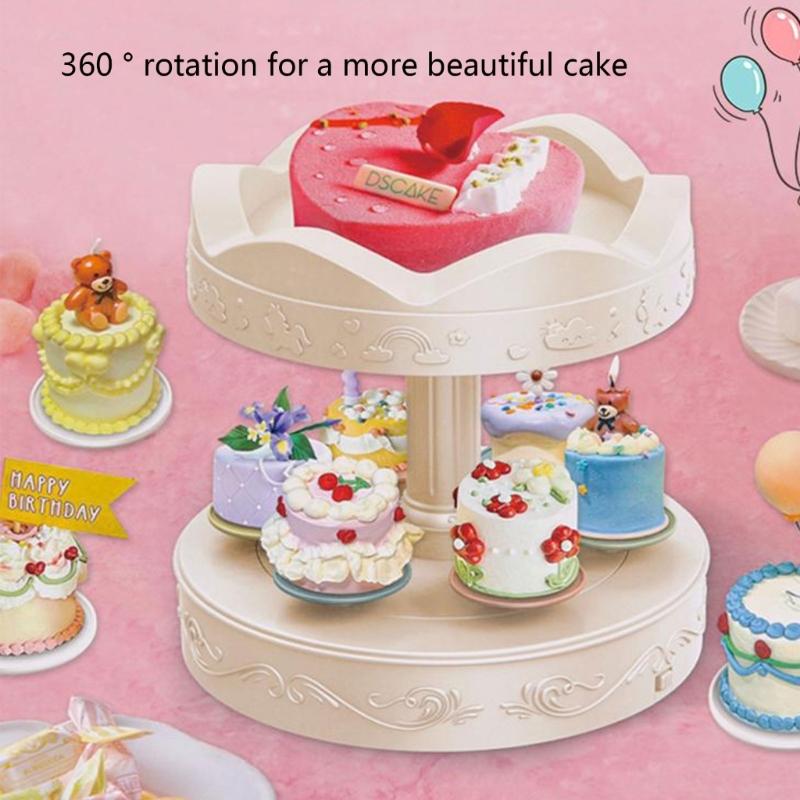 Wygodny Automatyczny Obrotowy Stojak na Desery Maszyna z Huśtającą Się Tacą Dekoracje na Przyjęcie Stojak na Desery na Ślub i Urodziny
