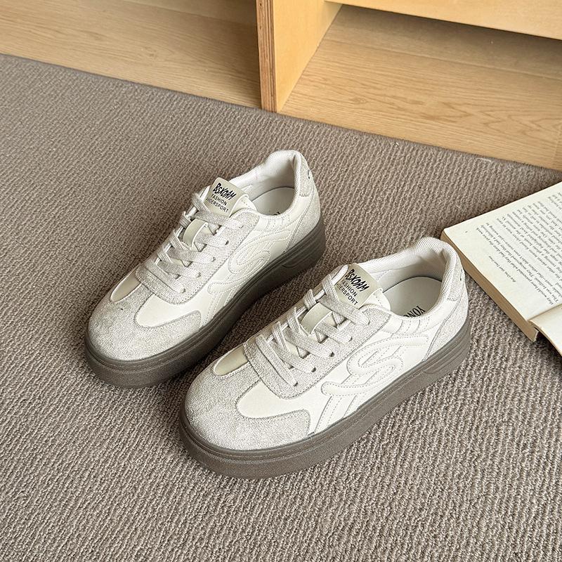 

Dexun shoes women s 2025 new autumn casual platform heightening Forrest Gump shoes student niche retro board shoes trend 40 бежевый