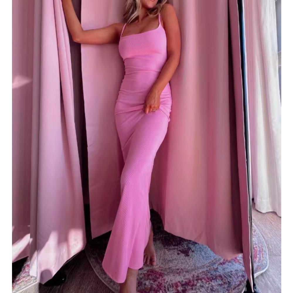 TEMU Women's Clothing Hot-selling Summer Fashion Sexy Solid Color Slim Suspender Dress Europe and America