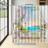 Sea View Shower Curtain Ocean Fantasy Castle Balcony Dreamy Beach Garden Summer Seaside Hawaii White Wooden Windows