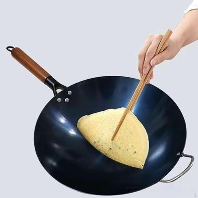Iron Wok Pan Stir Fry for Gas Multifunctional Comfortable Wooden Handle Traditional