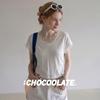 CHOCOOLATEir Women's Lace V-Neck Short Sleeve T-Shirt