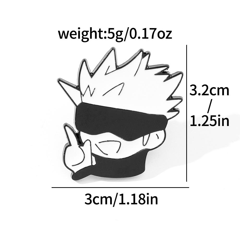 O version of cute creative personality spell back to fight metal badge knotweed Youren double-sided night stall brooch accessories