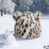 Autumn and Winter Leopard Print Fashion Fisherman Hat Women Cute Little Bear Ear Thickened for Keep Warmth Ear Protection No Eaves Hat