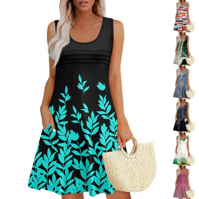 Womens Summer Dresses Loose  Sleeveless Sundresses Dress With Pockets