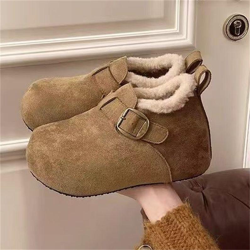 Autumn and winter new popular comfortable velvet Birkenstock cotton shoes women's fashion versatile warm women's cotton shoes