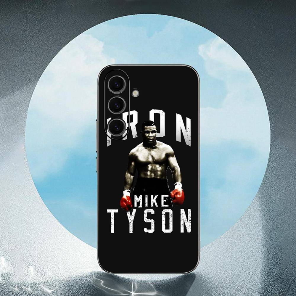 M-Mike T-Tyson Boxer Samsung Galaxy S24 S23 Ultra S22 S21 Plus S20 Schwarze Weiche Silikon Schutzhülle