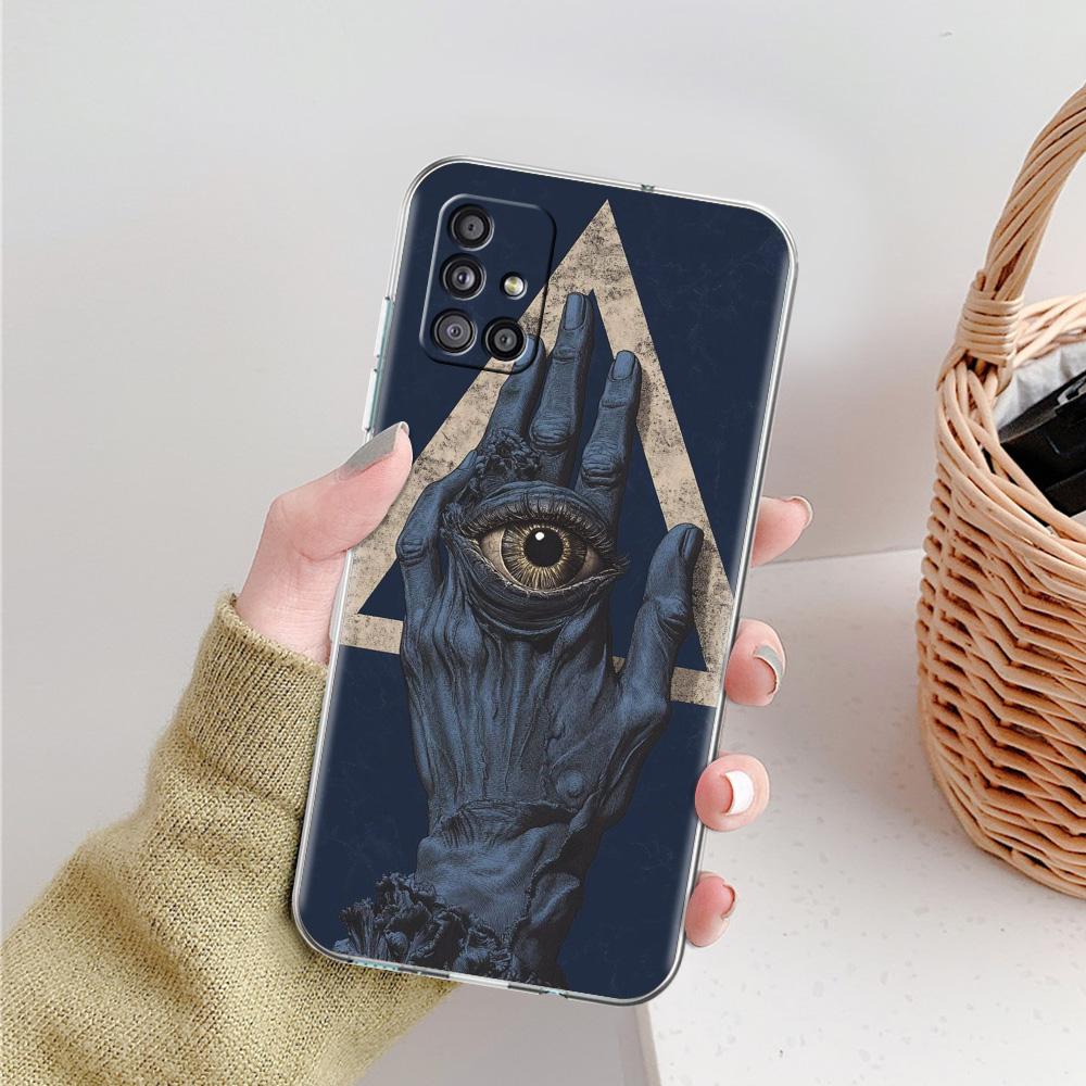 Phone Case For Samsung A15 A13 A35 A55 A51 A71 A41 A31 A21S A05 A17 A23 A25 A33 A53 A73 5G A07 4G Cover Scary Devil Eye Pattern